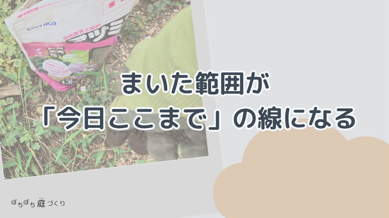 まいた範囲が今日ここまでの線になるの見出し画像
